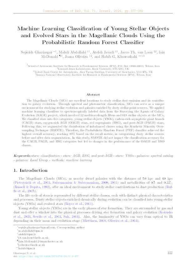 Machine Learning Classification of Young Stellar Objects and Evolved Stars in the Magellanic Clouds Using the Probabilistic Random Forest Classifier Thumbnail