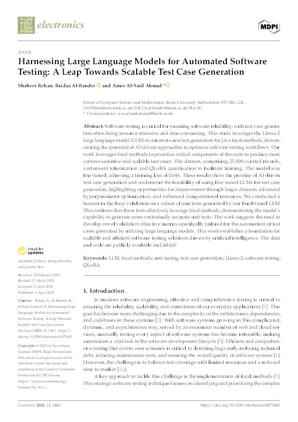 Harnessing Large Language Models for Automated Software Testing: A Leap Towards Scalable Test Case Generation Thumbnail