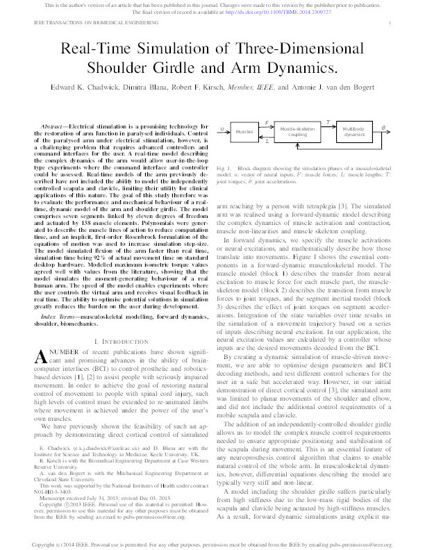 Real-time simulation of three-dimensional shoulder girdle and arm dynamics Thumbnail