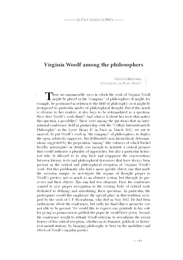 Virginia Woolf among the philosophers Thumbnail