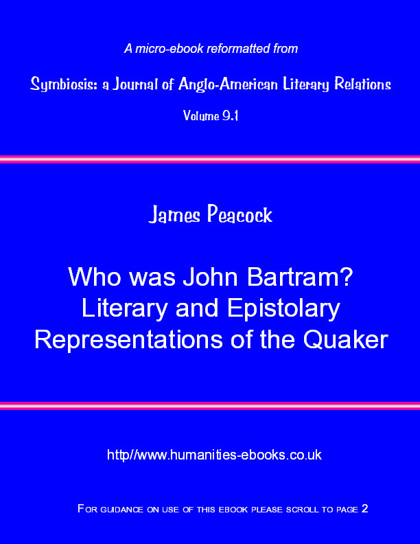 'Who was John Bartram? Literary and epistolary depictions of the Quaker' Thumbnail