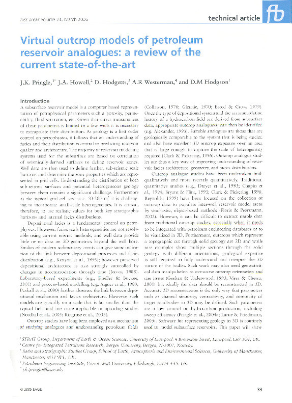 Virtual outcrop models of petroleum reservoir outcrop analogues – a review of the current state-of-the-art Thumbnail