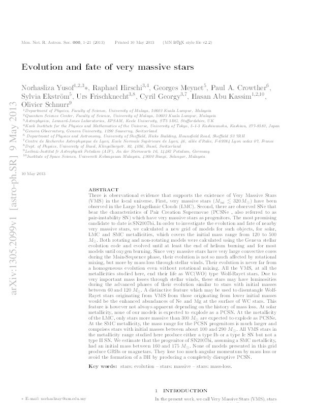 Evolution and fate of very massive stars Thumbnail