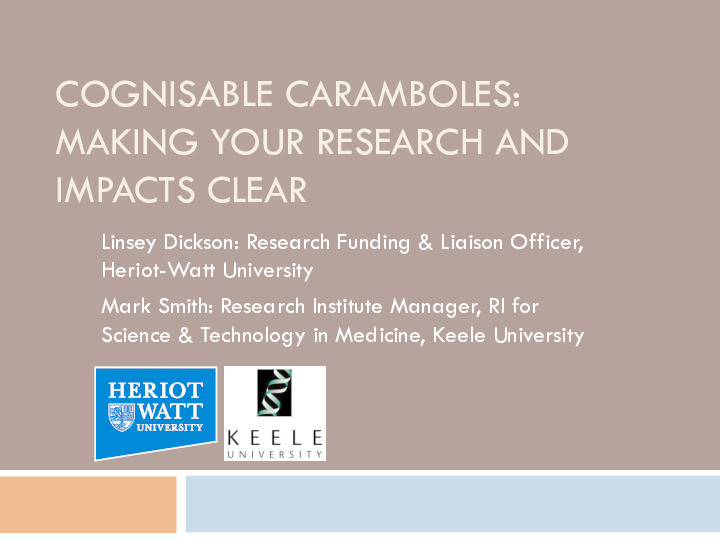 Cognisable Caramboles: making your research and impacts clear Thumbnail