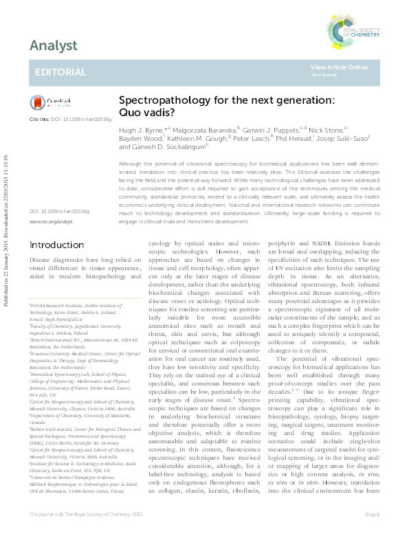 Spectropathology for the next generation: Quo vadis? Thumbnail
