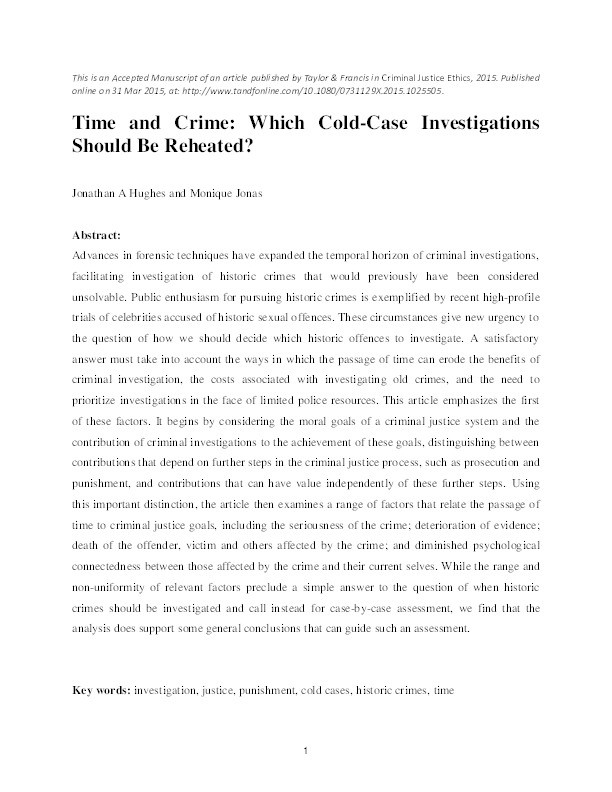 Time and Crime: Which Cold-Case Investigations Should Be Reheated? Thumbnail