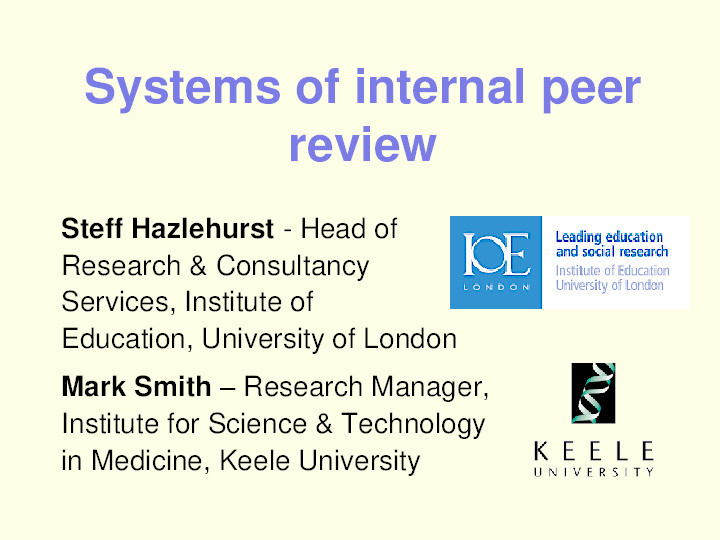 Internal Peer Review of Research Thumbnail