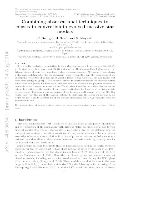 Combining observational techniques to constrain convection in evolved massive star models Thumbnail