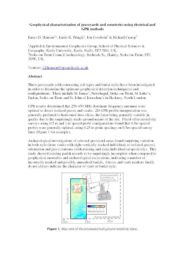 Geophysical investigations in UK graveyards: re-use of existing burial grounds Thumbnail