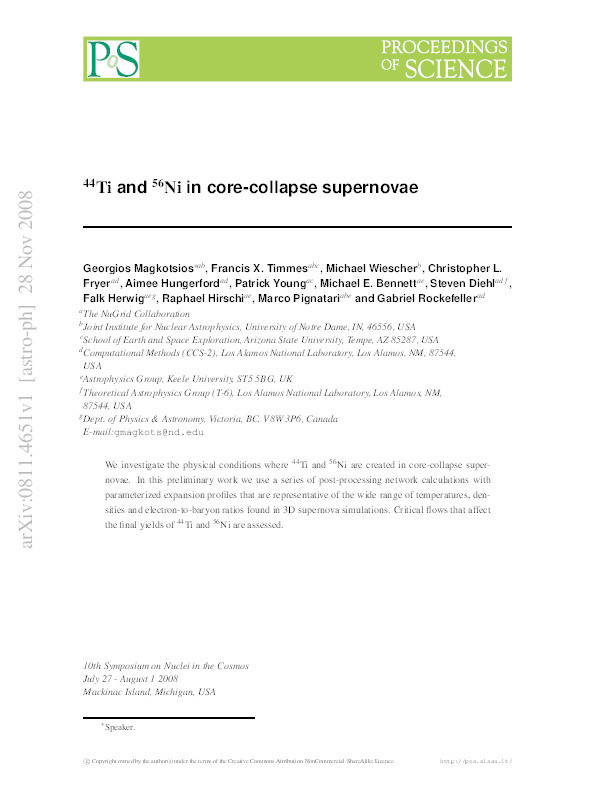 44Ti and 56Ni in core-collapse supernovae Thumbnail