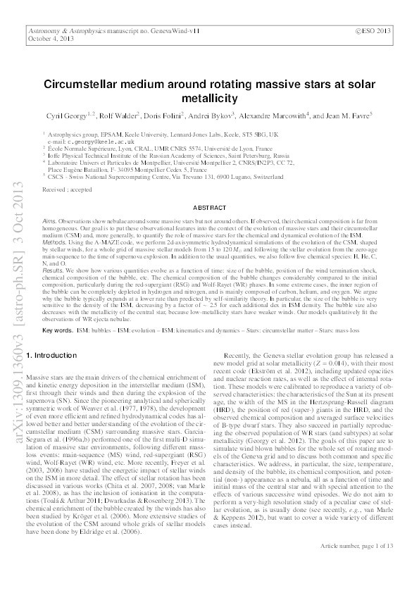 Circum-stellar medium around rotating massive stars at solar metallicity Thumbnail