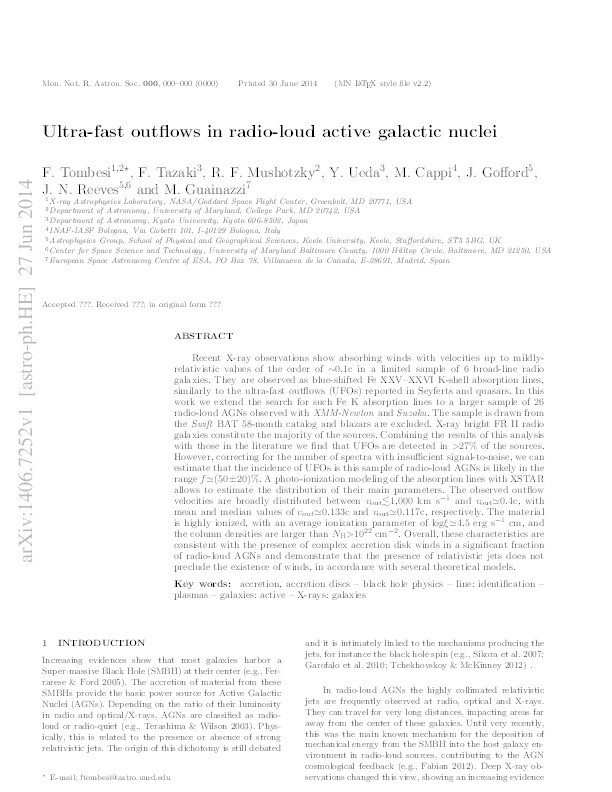 Ultra-fast outflows in radio-loud active galactic nuclei Thumbnail
