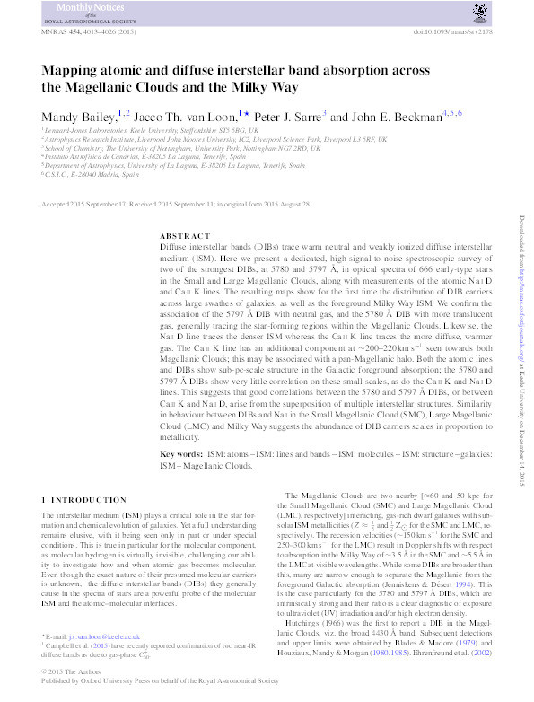 Mapping atomic and difuse interstellar band absorption across the Magellanic clouds and the Milky Way Thumbnail