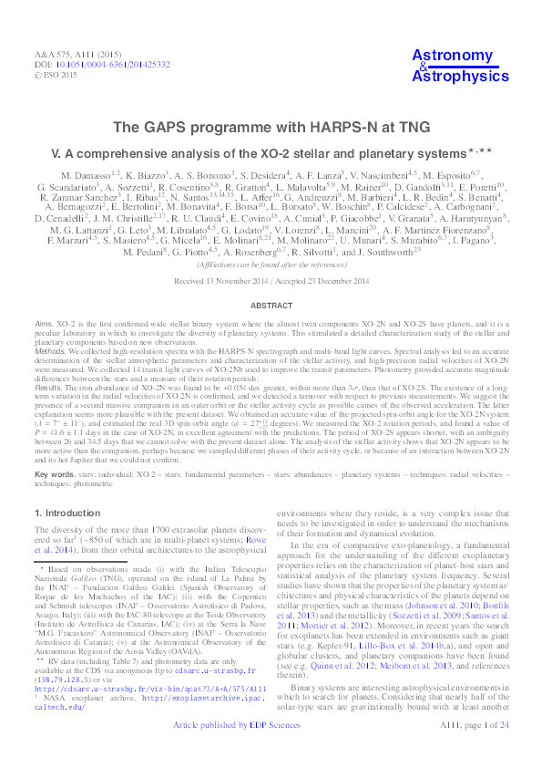 The GAPS programme with HARPS-N at TNG V. A comprehensive analysis of the XO-2 stellar and planetary systems Thumbnail