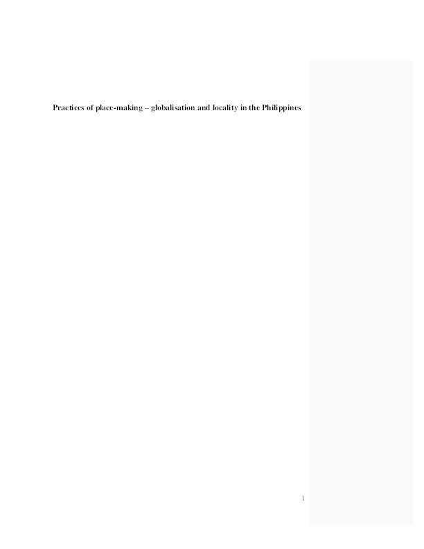 Practices of place-making: Globalisation and locality in the Philippines Thumbnail
