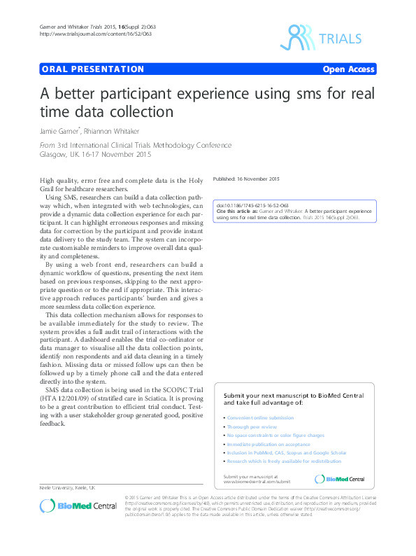 A better participant experience using sms for real time data collection Thumbnail