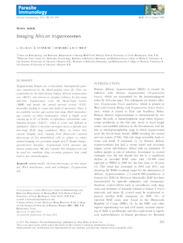 Imaging African trypanosomes Thumbnail