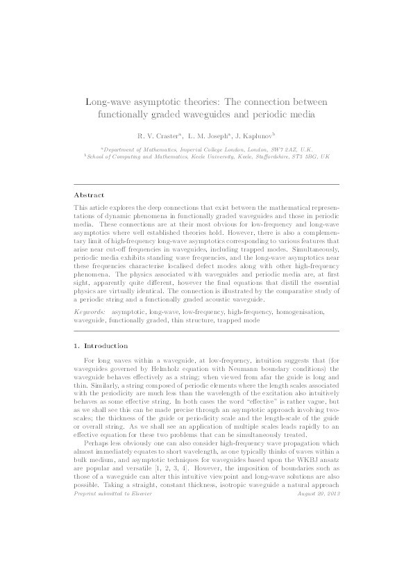 Long-wave asymptotic theories: the connection between functionally graded waveguides and periodic media Thumbnail