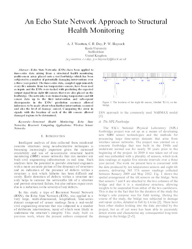 An Echo State Network Approach to Structural Health Monitoring Thumbnail