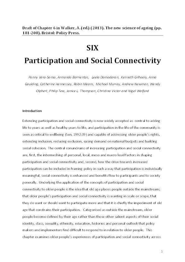 Social participation and connectivity Thumbnail