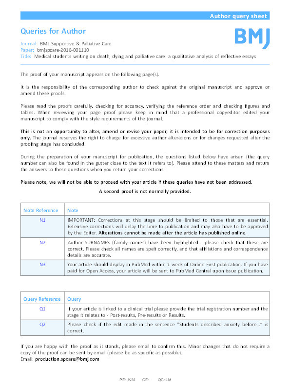 Medical students writing on death, dying and palliative care: a qualitative analysis of reflective essays Thumbnail