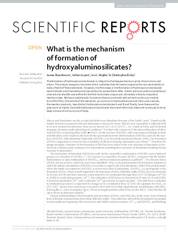 What is the mechanism of formation of hydroxyaluminosilicates? Thumbnail