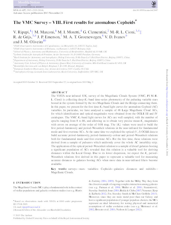 The VMC Survey - VIII. First results for anomalous Cepheids Thumbnail