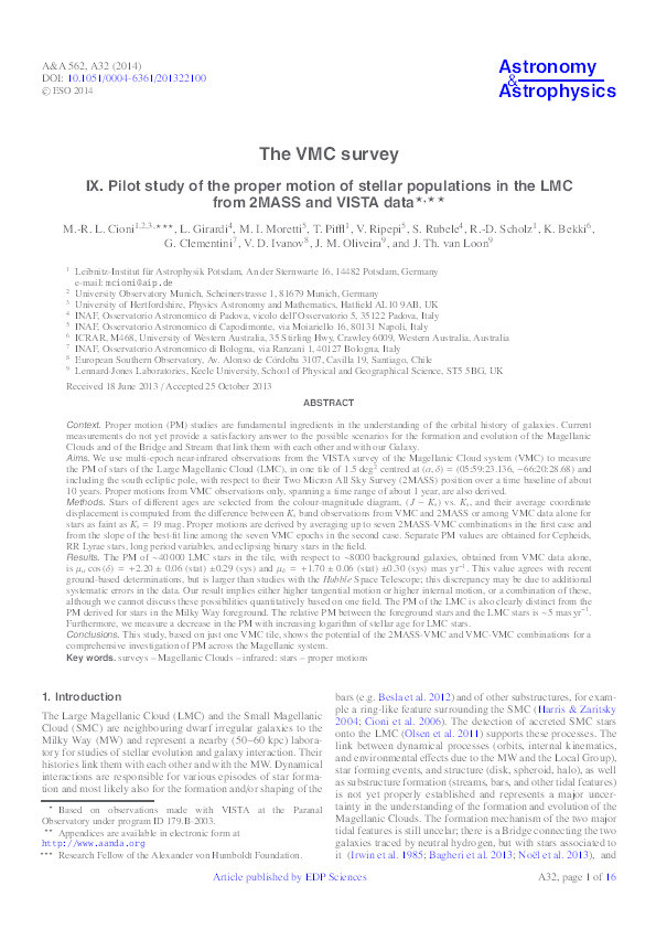 The VMC survey IX. Pilot study of the proper motion of stellar populations in the LMC from 2MASS and VISTA data Thumbnail