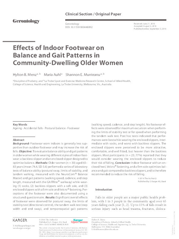 Effects of Indoor Footwear on Balance and Gait Patterns in Community-Dwelling Older Women. Thumbnail