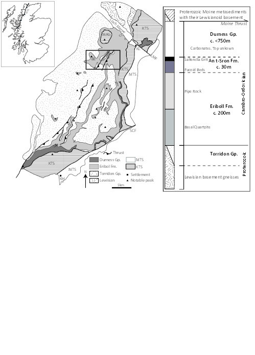 Evidence for pre-Caledonian discontinuities in the Achnashellach Culmination, Moine Thrust Zone: the importance of a pre-thrust template in influencing fold and thrust belt development Thumbnail
