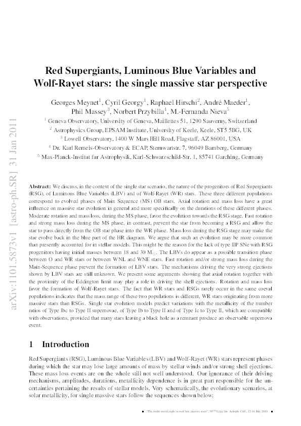 Red Supergiants, Luminous Blue Variables and Wolf-Rayet stars: the single massive star perspective Thumbnail
