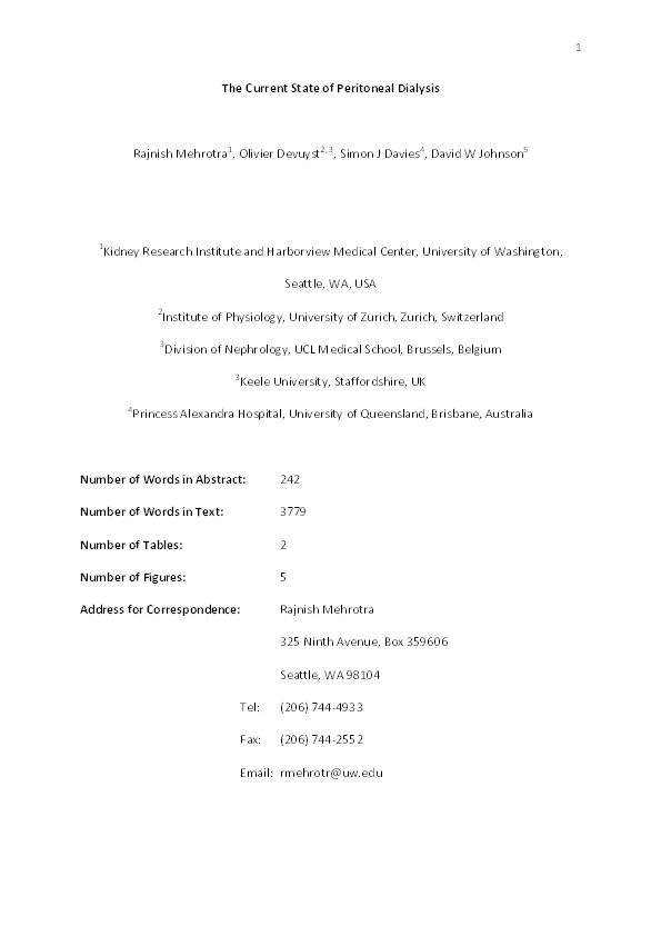The Current State of Peritoneal Dialysis Thumbnail