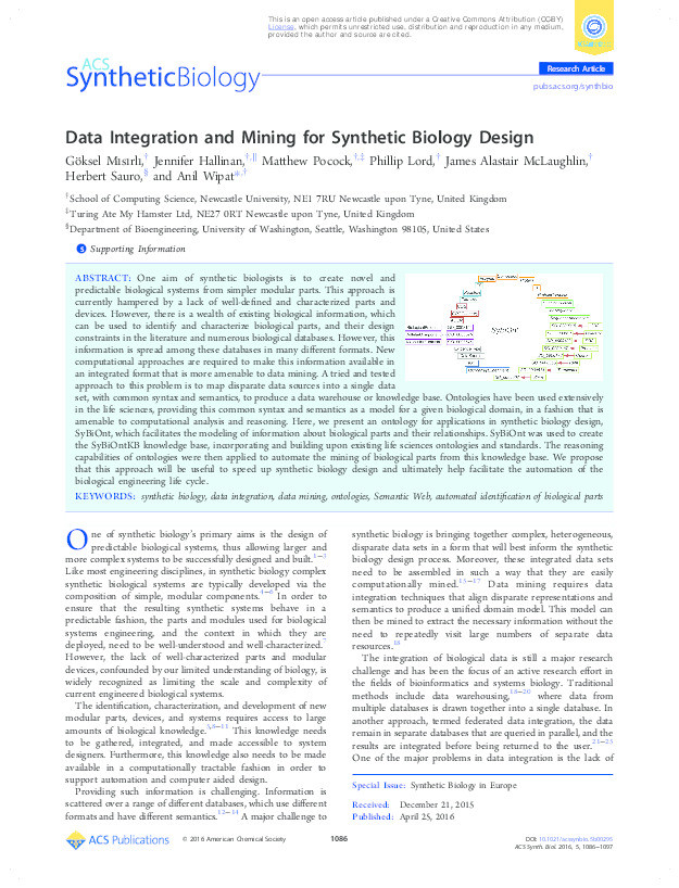 Data Integration and Mining for Synthetic Biology Design. Thumbnail