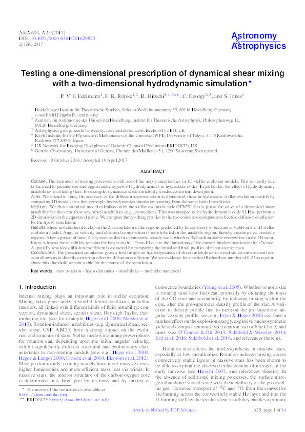 Testing a one-dimensional prescription of dynamical shear mixing with a two-dimensional hydrodynamic simulation Thumbnail