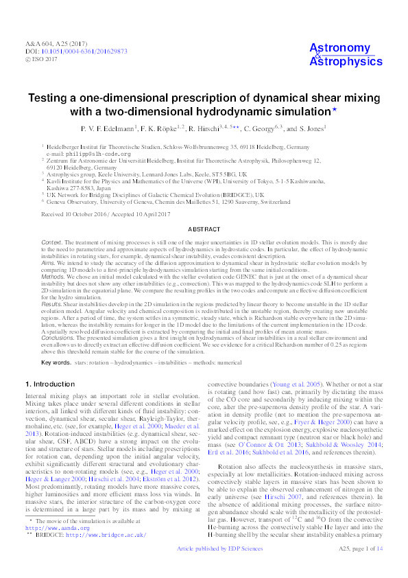 Testing a one-dimensional prescription of dynamical shear mixing with a two-dimensional hydrodynamic simulation Thumbnail