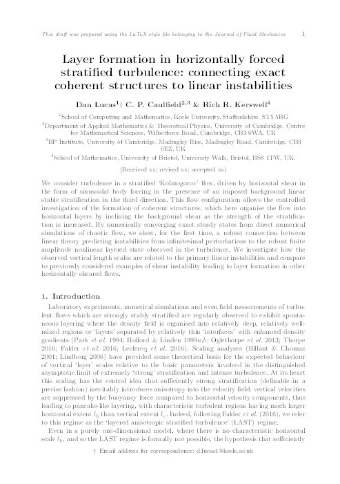 Layer formation in horizontally forced stratified turbulence: connecting exact coherent structures to linear instabilities Thumbnail