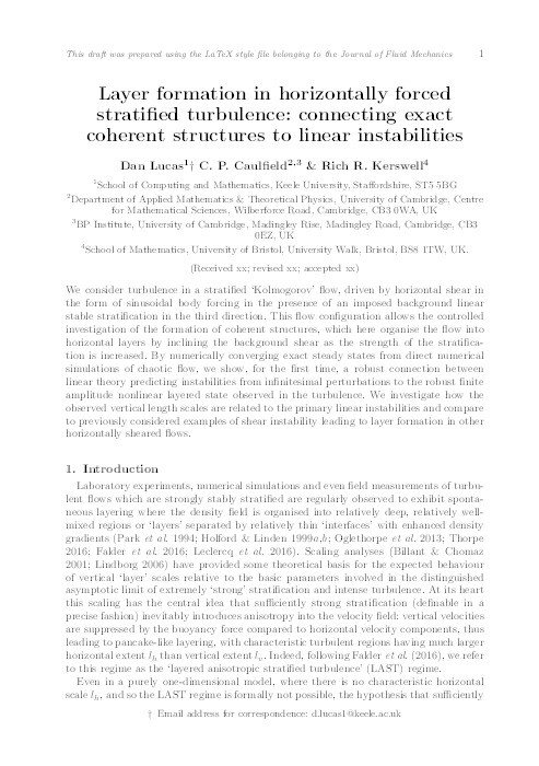 Layer formation in horizontally forced stratified turbulence: connecting exact coherent structures to linear instabilities Thumbnail