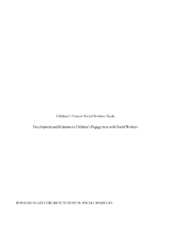 Children's trust in social workers: Scale development and relations with children's engagement with social workers Thumbnail