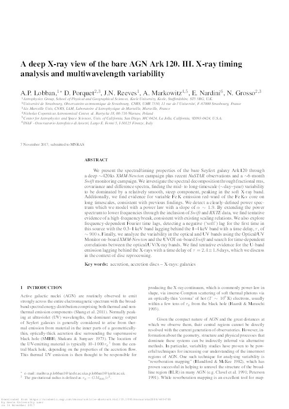 A deep X-ray view of the bare AGN Ark 120. III. X-ray timing analysis and multiwavelength variability Thumbnail