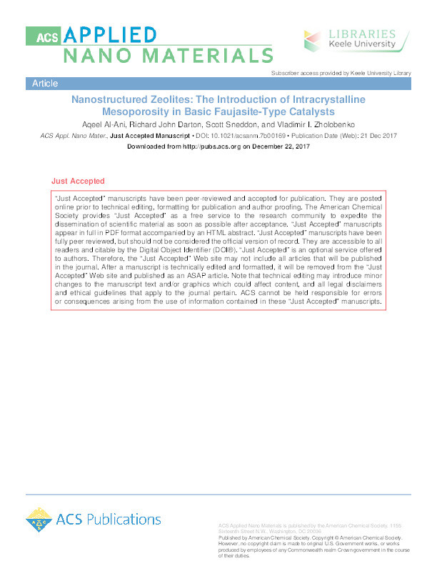 Nanostructured Zeolites: The Introduction of Intracrystalline Mesoporosity in Basic Faujasite-Type Catalysts Thumbnail