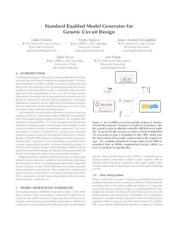 Standard Enabled Model Generator for Genetic Circuit Design Thumbnail