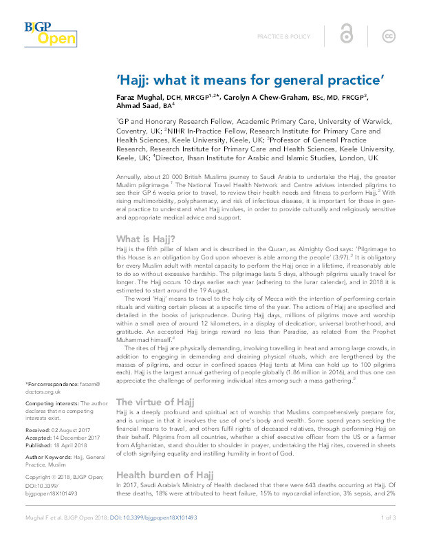 Hajj: what it means for general practice Thumbnail