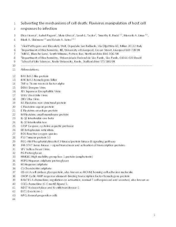 Subverting the mechanisms of cell death: flavivirus manipulation of host cell responses to infection Thumbnail