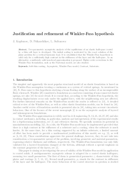 Justification and refinement of Winkler-Fuss hypothesis Thumbnail