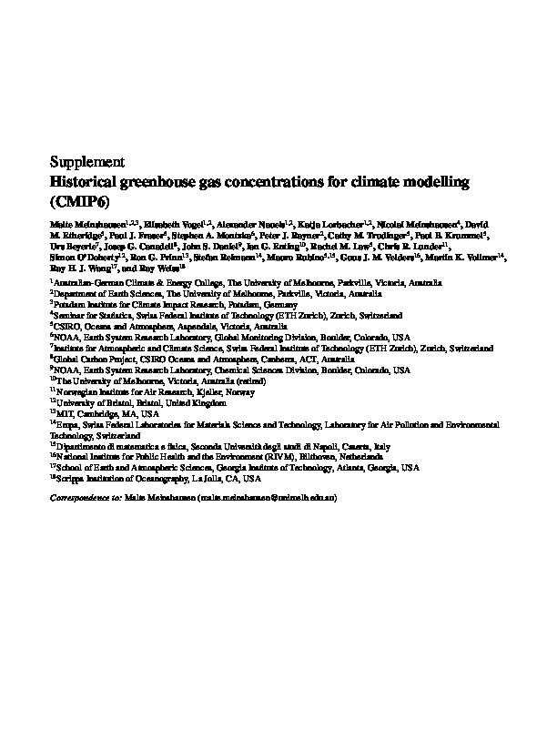 Historical greenhouse gas concentrations for climate modelling (CMIP6) Thumbnail