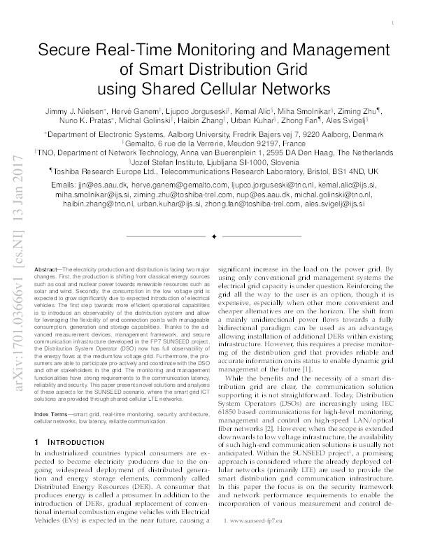 Secure Real-Time Monitoring and Management of Smart Distribution Grid Using Shared Cellular Network Thumbnail