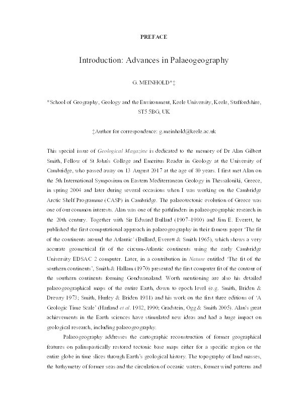 Introduction: Advances in Palaeogeography Thumbnail