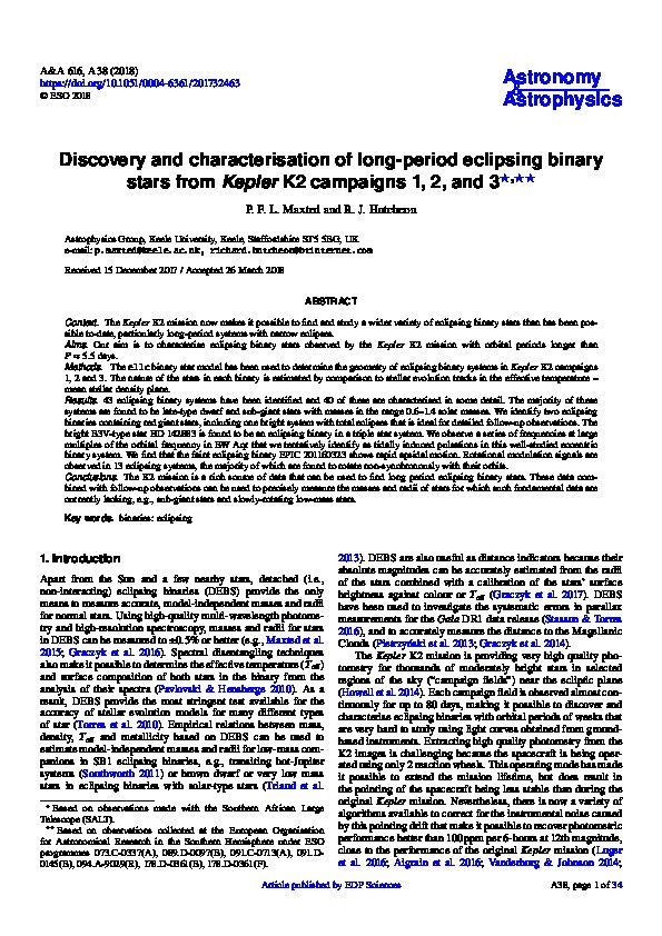 Discovery and characterisation of long-period eclipsing binary stars from Kepler K2 campaigns 1, 2 and 3 Thumbnail