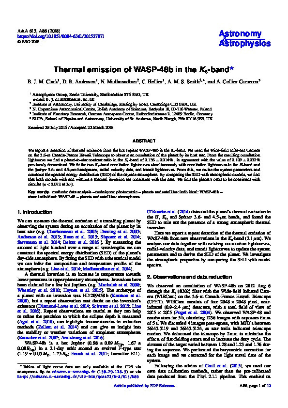 Thermal emission of WASP-48b in the K-s-band Thumbnail