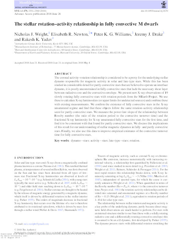 The stellar rotation-activity relationship in fully convective M dwarfs Thumbnail